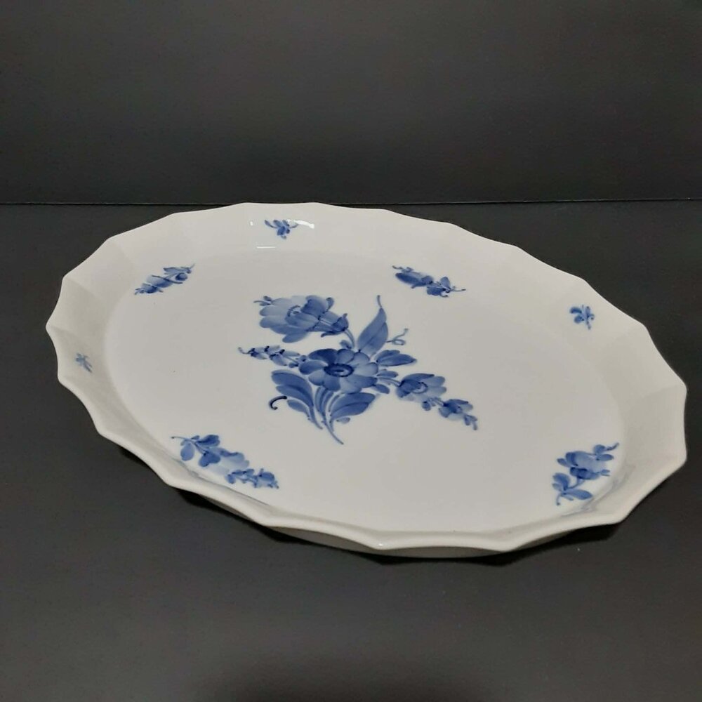 Vintage Royal Copenhagen Blue Flower Platter Serving Dish Tray Scalloped Edge